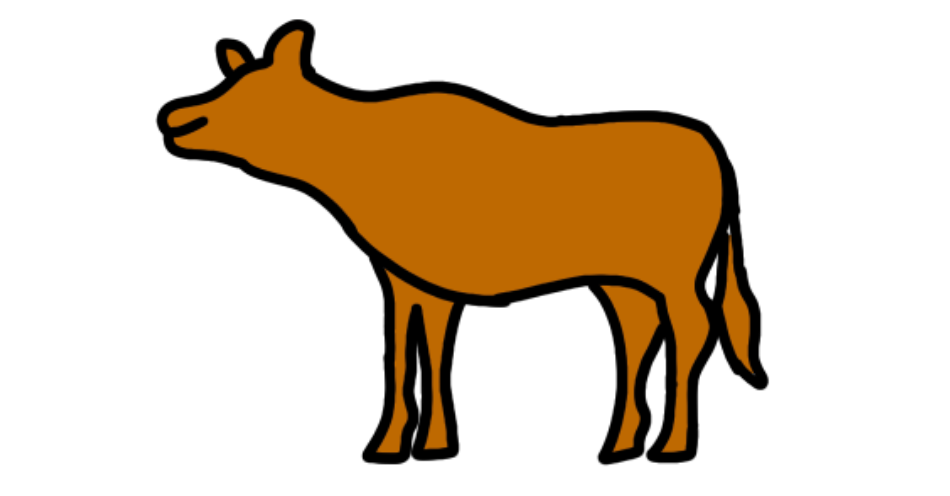  A drawing of a golden silhouette of a cow